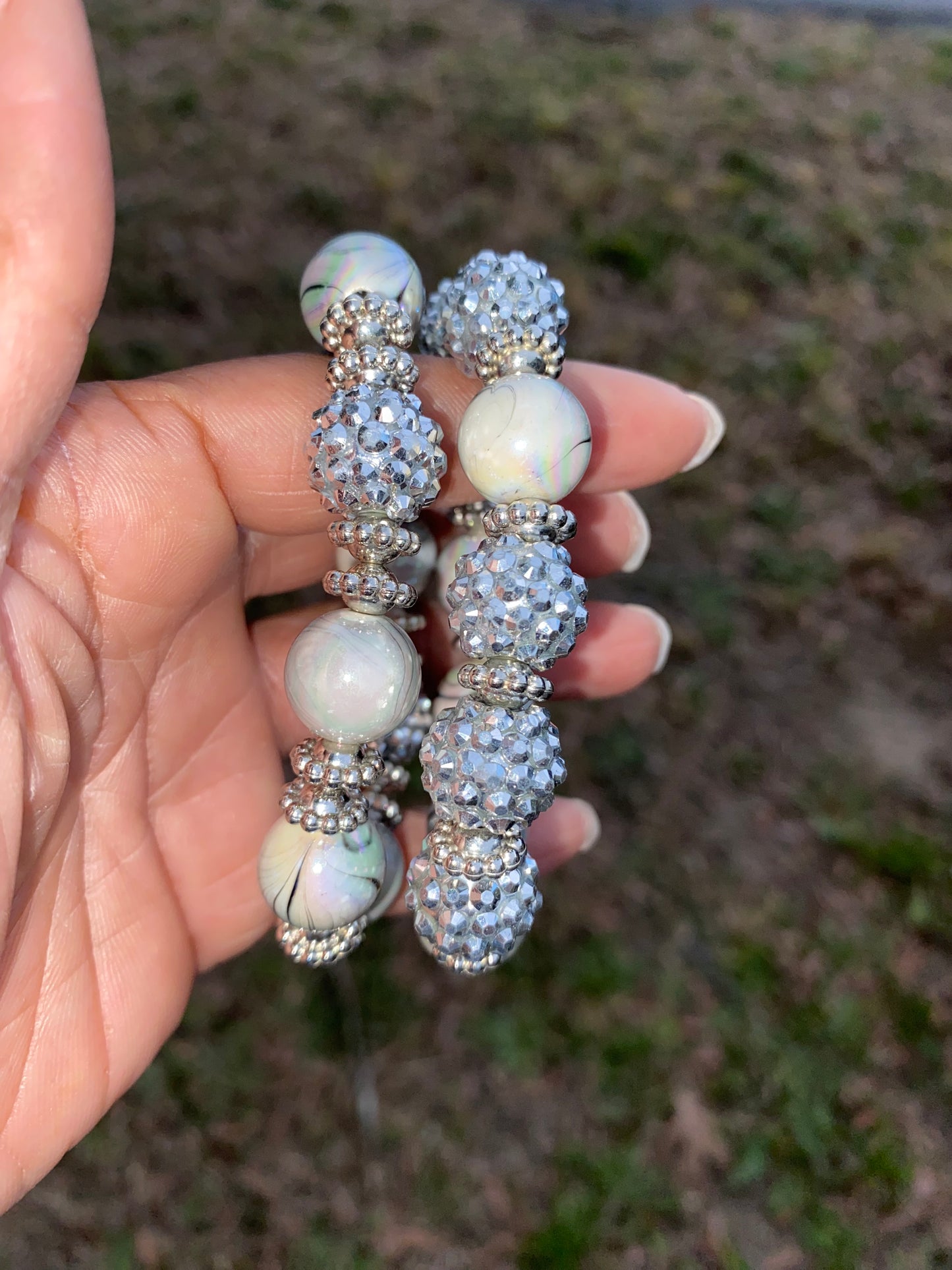 Silver Cannon Ball Bracelet Set