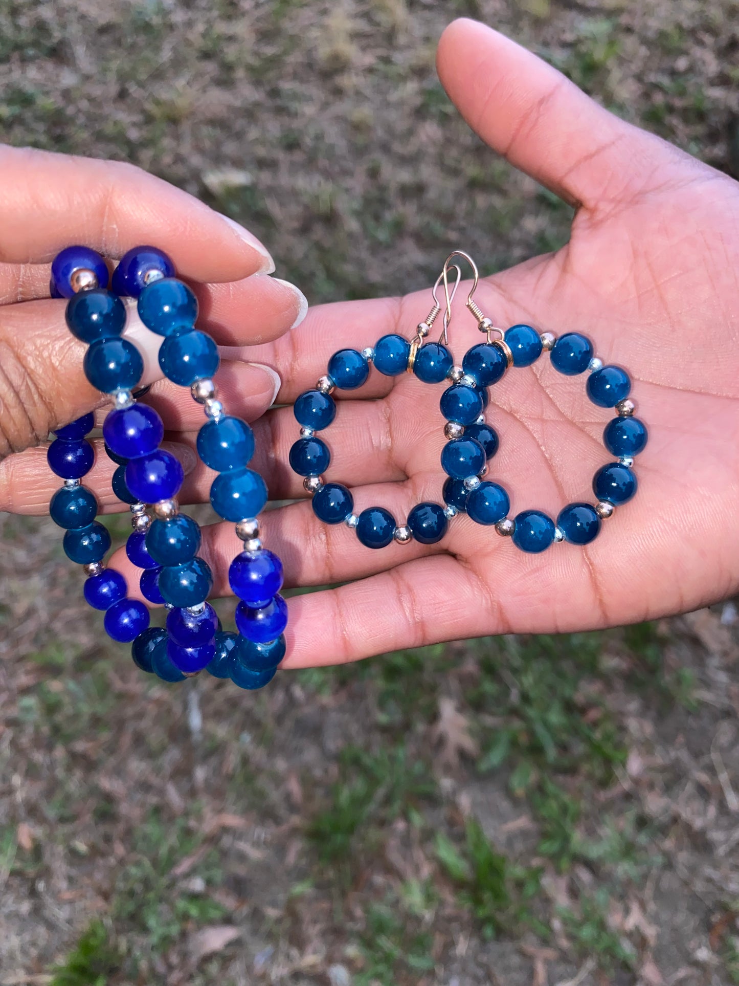 Blue Slushy Bracelet & Earrings