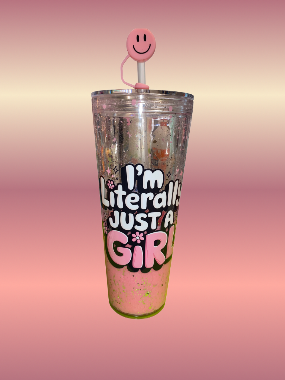 I’m Literally Just a Girl Tumbler – Pink Glitter 24 oz Cup