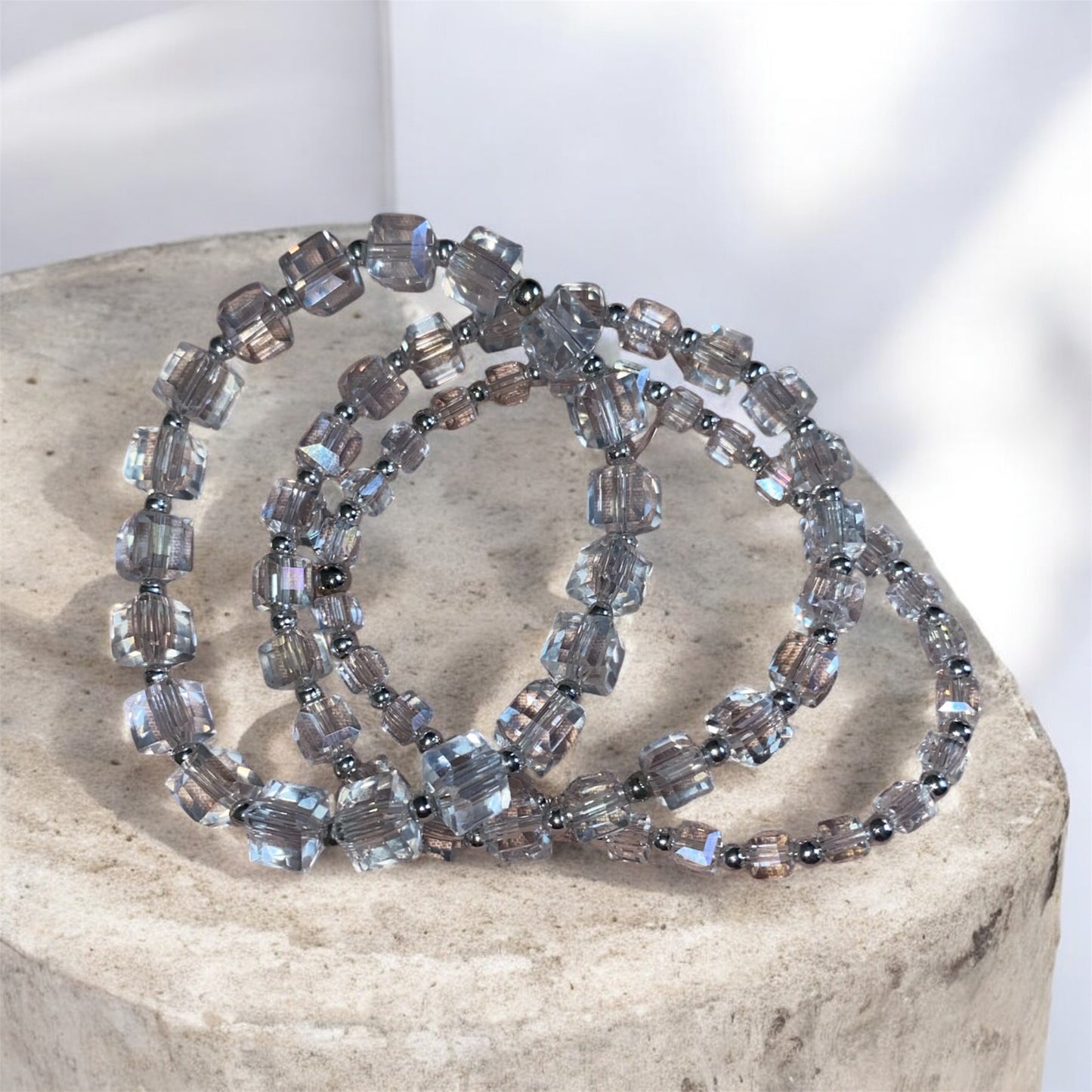 {NEW} Clear Crystal Bling Bracelet Set