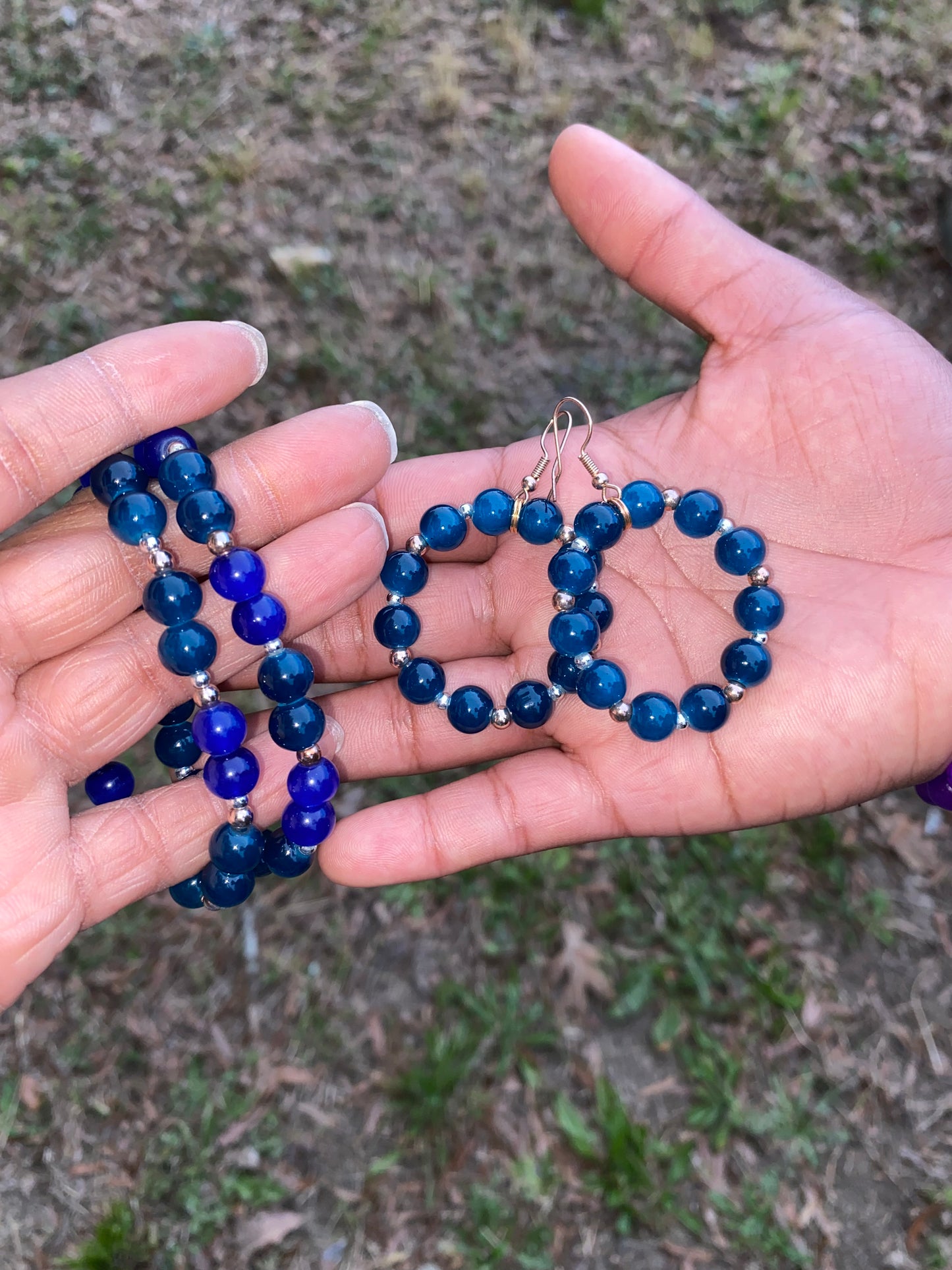 Blue Slushy Bracelet & Earrings
