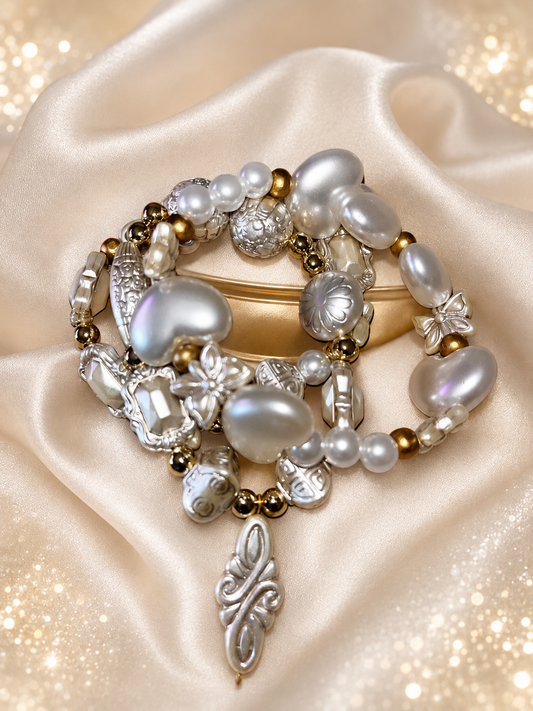 Silver & Pearl Bracelet Set