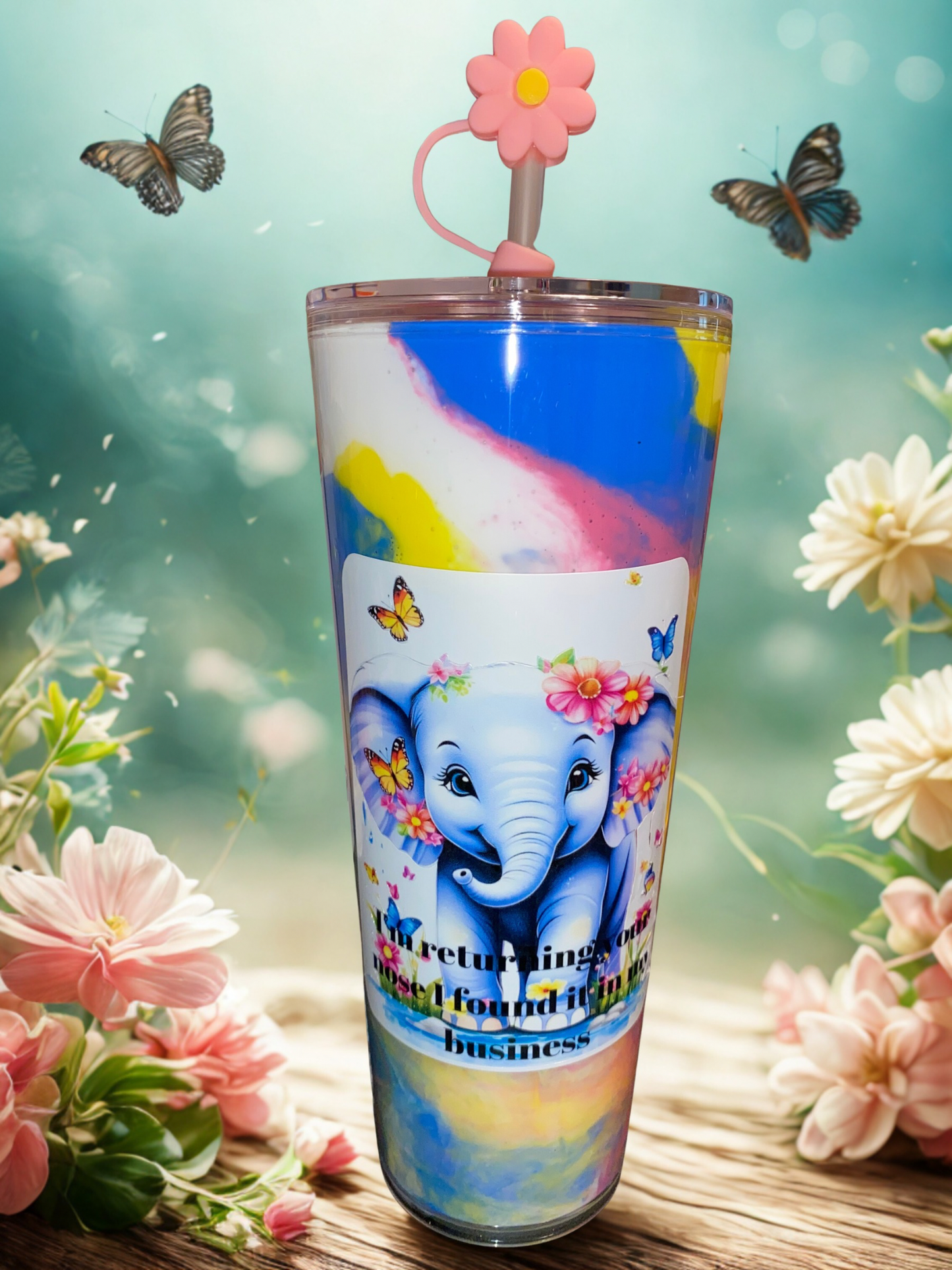 🐘🌸 “Sassy Elephant Sunshine Tumbler” 🌸🐘