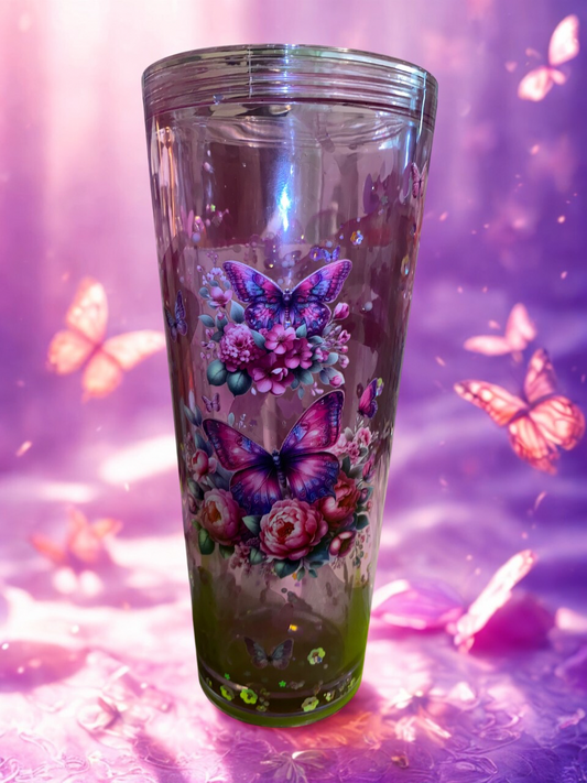 “Enchanted Butterfly Bloom Tumbler – A Touch of Magic in Every Sip”
