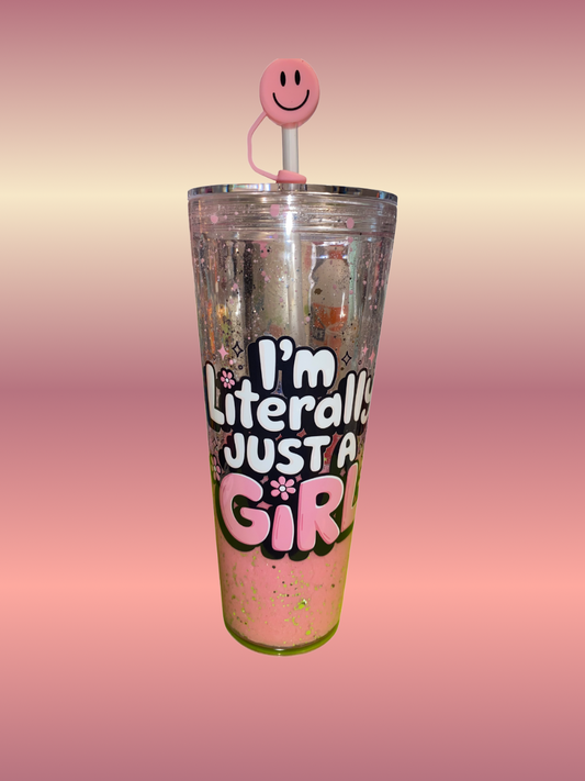 I’m Literally Just a Girl Tumbler – Pink Glitter 24 oz Cup