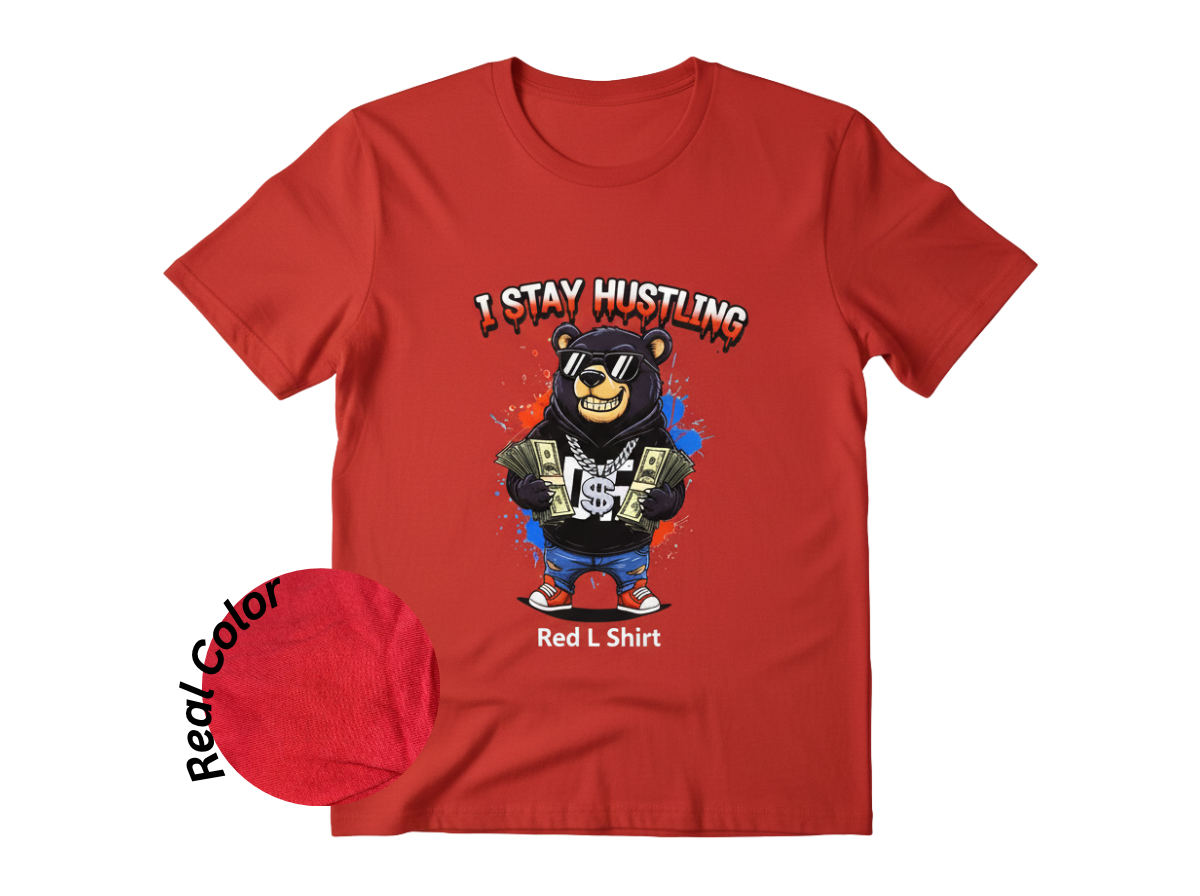 Red “I Stay Hustling” L Shirt