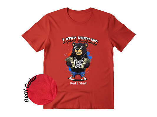 Red “I Stay Hustling” L Shirt