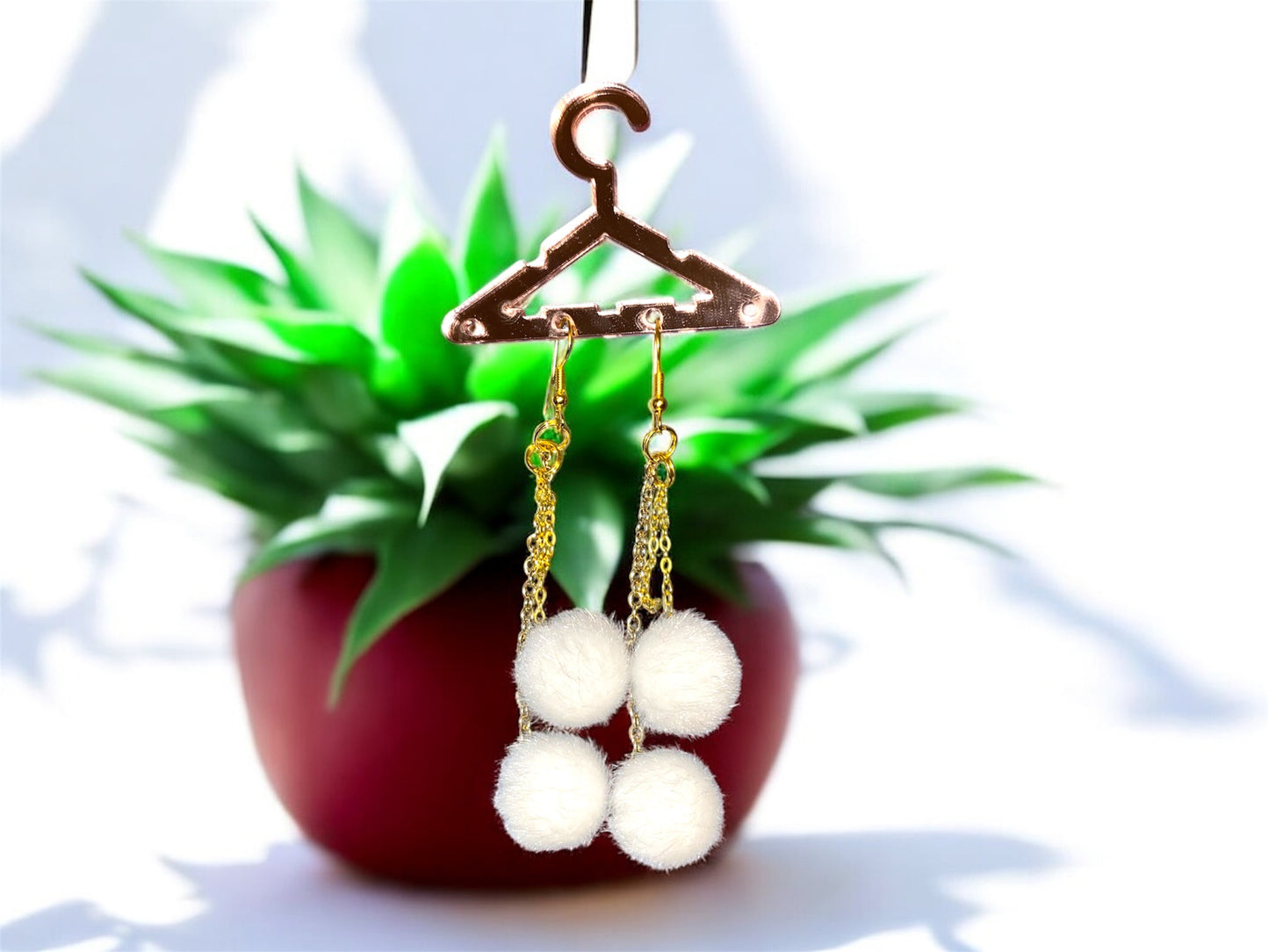 Fuzzy Eyez Earrings {WHITE}