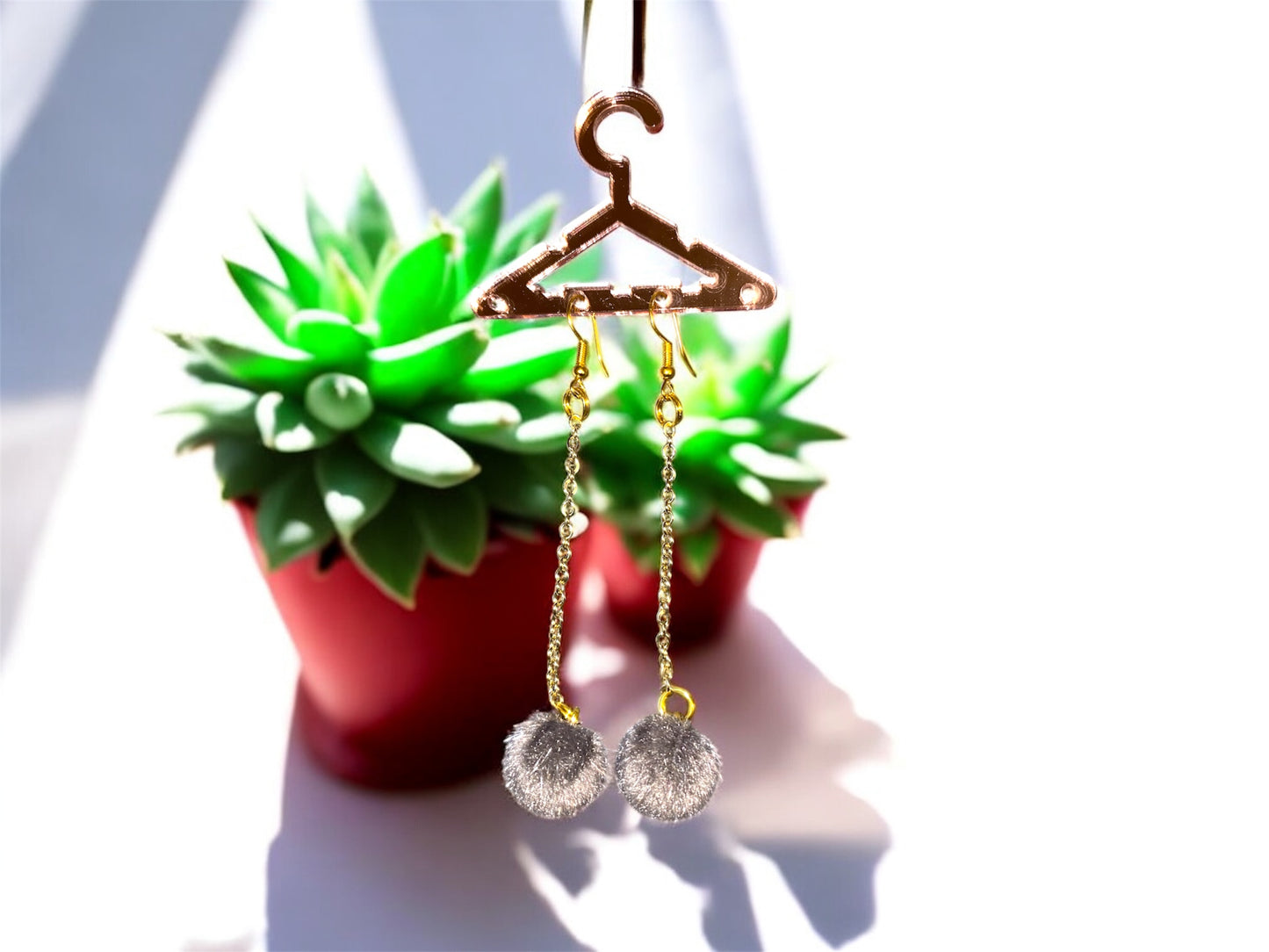 Fuzzy Eyez Earrings {GRAY}