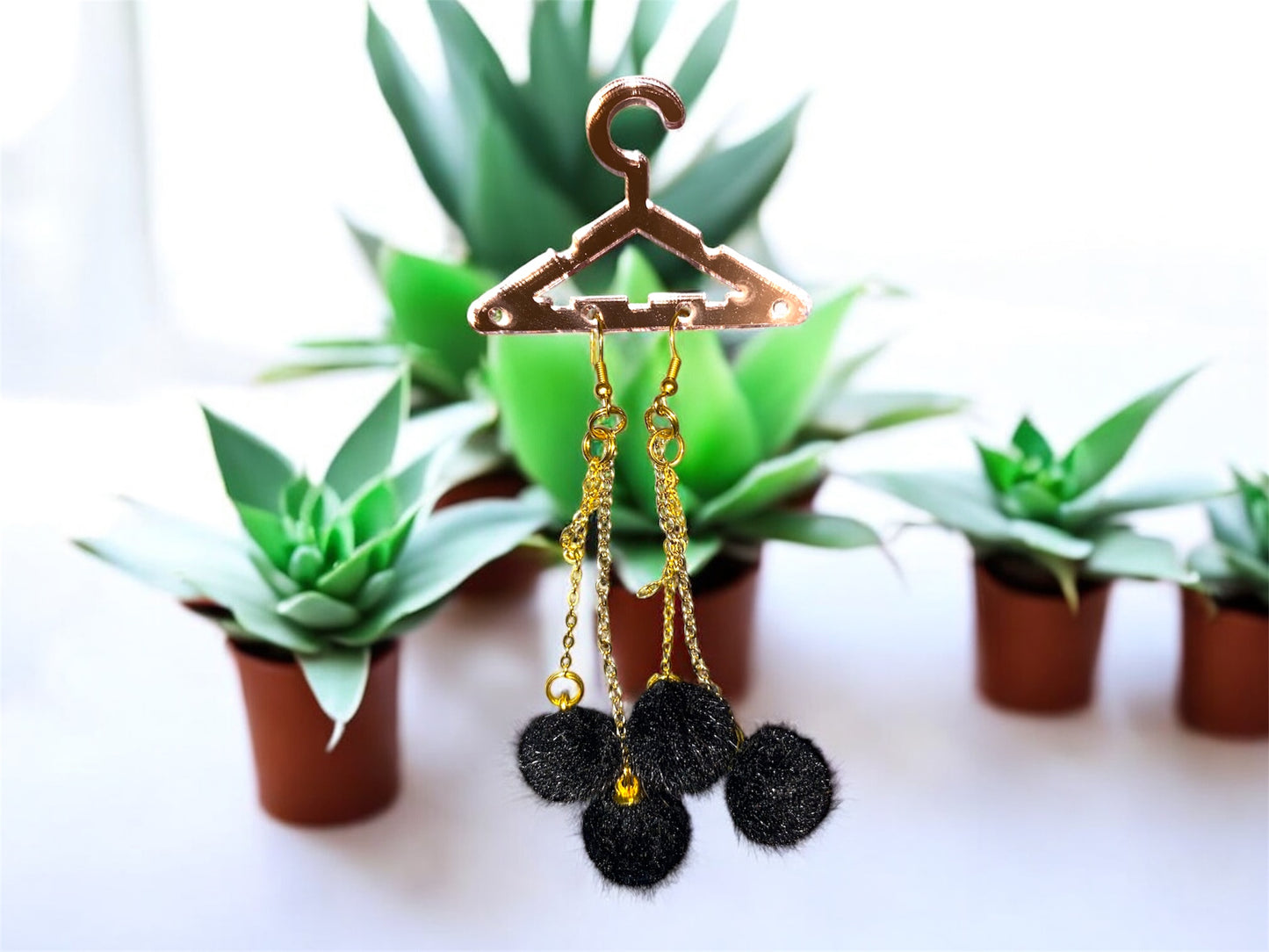 Fuzzy Eyez Earrings {BLACK}